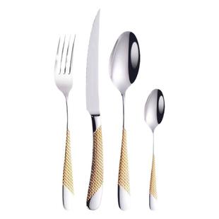 不锈钢浮雕24件套餐具刀叉全套玫瑰金刀叉勺四件套牛排刀叉汤勺