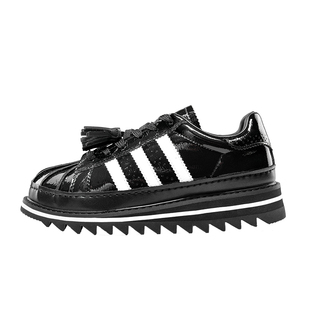 陈冠希联名款黑色贝壳头男女款情侣板鞋真皮厚底运动休闲贝壳鞋子