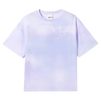 BOYLONDON时尚简约渐变蓝色纯棉短袖夏季男女同款潮牌T恤N01812