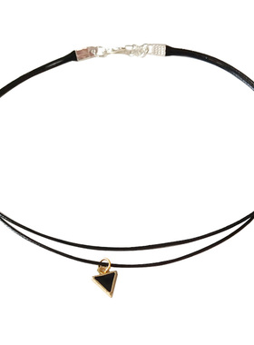 黑色双层皮绳女脖子饰品choker
