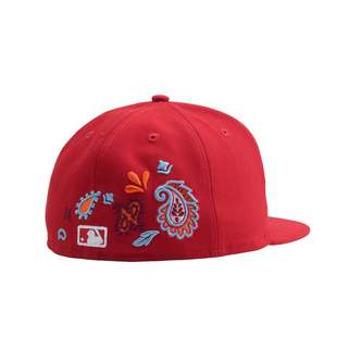 韩国代购NEWERA纽亦华佩斯利花纹5950平沿全封闭棒球帽NY洋基红色