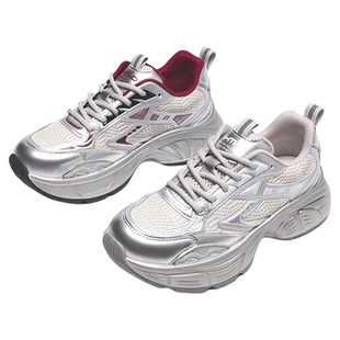 热风银色老爹鞋女鞋2025年冬季新款厚底百搭运动休闲鞋H42W25106