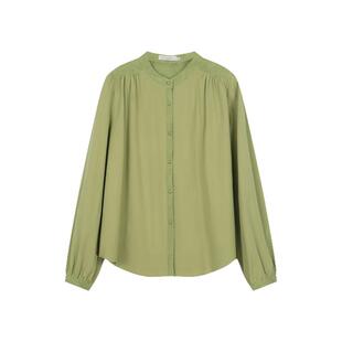 solighter 法式复古立领提花拼接衬衫女春季2025新款灯笼袖衬衣