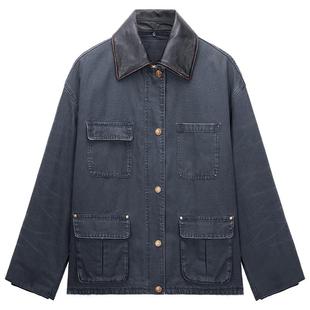 【特享折扣】OCHIRLY欧时力 可拆卸皮领内胆牛仔外套中长2025秋冬