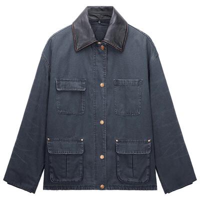 OCHIRLY欧时力皮领内胆牛仔外套