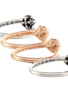 宗克罗心钉子戒指开口情侣潮流