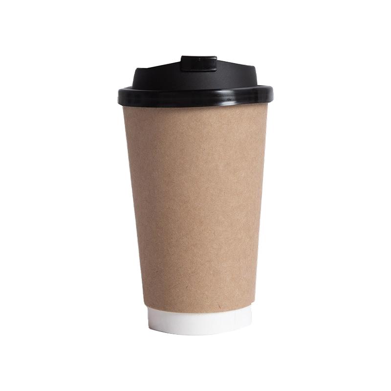 千变90口径带盖耐热双层纸杯一次性咖啡杯加厚奶茶杯豆浆杯冷热饮