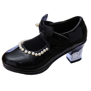 2026春秋季新款女童鞋子高跟鞋粗跟儿童公主鞋小女孩洋气配裙子鞋