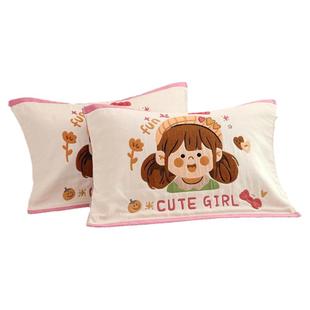 八层纯棉纱布枕巾加厚一对新款成人柔软吸汗卡通家用全棉枕头盖巾