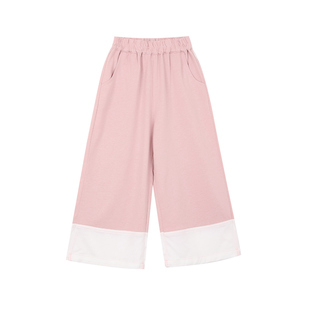 PISELLI史豌豆童装女童裤子春季2026新款儿童拼色休闲宽松直筒裤