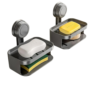 双层置物肥皂盒壁挂免打孔沥水吸水二合一收纳盒家用卫浴沥水盒