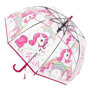 可爱独角兽幼儿园小学生儿童伞可爱加厚手开长柄伞宝宝透明雨伞