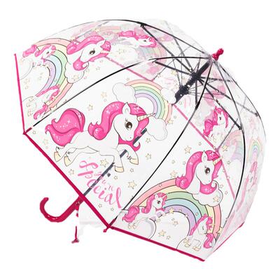 儿童透明雨伞长柄遮雨可爱拱形