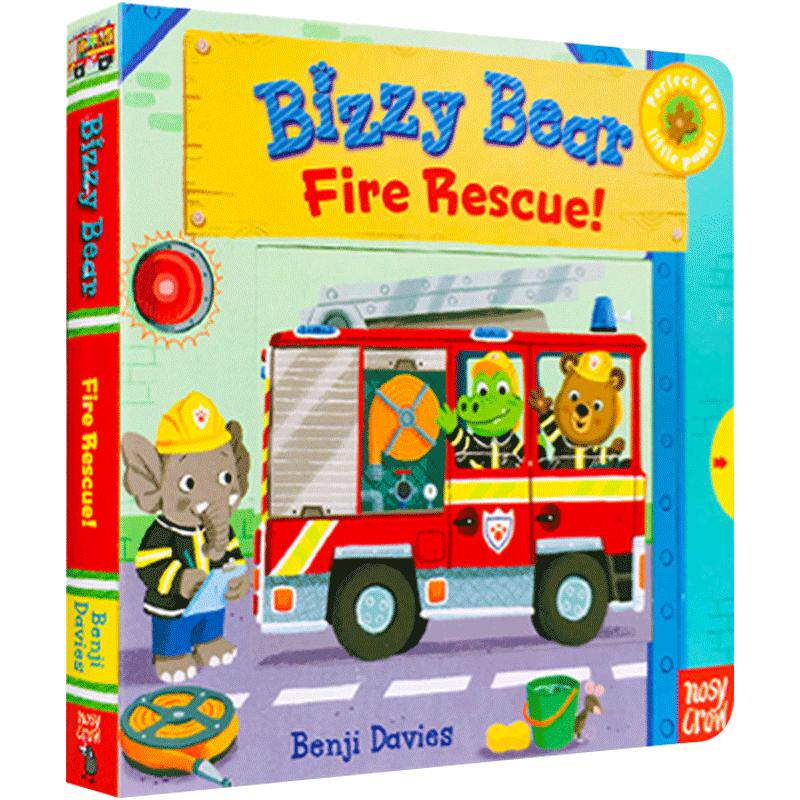 英文原版绘本Bizzy Bear Fire Rescue! 小熊很忙系列小小消防员火灾救援 机关操作纸板书交通工具书消防车英语启蒙儿童书籍