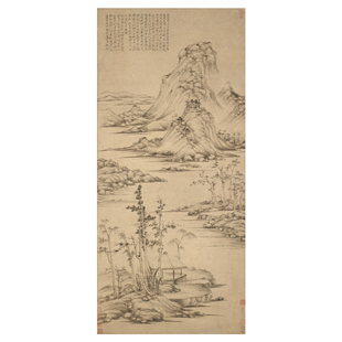 倪瓒林亭春霭图微喷打印元四家山水画临摹绢布画稿中国名画复制品