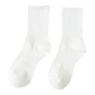 袜子女款优质纯棉中筒袜女士新疆棉运动袜男士防臭春夏不起球白色
