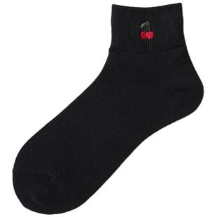 Tabio进口可爱刺绣水果图案日常基础百搭款ins潮女士短袜春秋