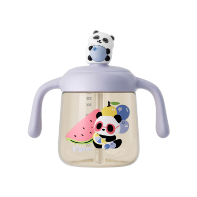 贝亲熊猫牛奶杯1-3岁以上婴儿童宝宝喝水喝奶双吸管直饮水杯奶瓶