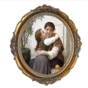 法式小众北欧复古相框仿木雕花椭圆画框照片摆台创意古典玻璃画框