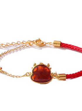 一生一石情侣红玛瑙和田玉手链