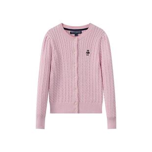 TeenieWeenie Kids小熊童装25年款新款女童亲子纯棉绞花开衫毛衣