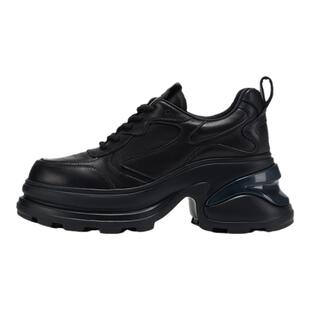 Rosa Bianca黑色老爹鞋女2025秋季新款轻便运动厚底增高休闲鞋