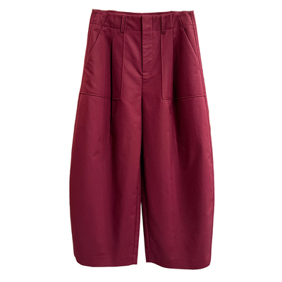 尖货!P牌料中高腰休闲镰刀九分裤