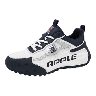 APPLE/苹果轻奢运动鞋男2026新款春秋季皮面防水内增高休闲跑步鞋