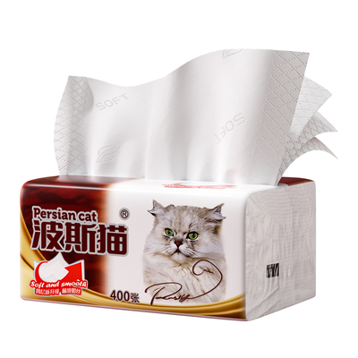 波斯猫金装400张4层抽纸巾面巾纸家用实惠装整箱餐巾纸卫生纸抽