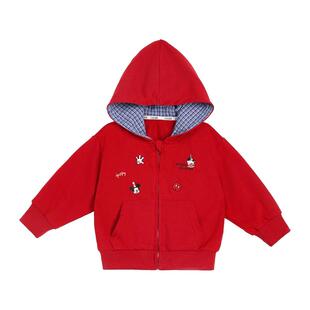 小o爸婴童男宝宝春季外套连帽红色2026新款男童卫衣婴儿春装上衣