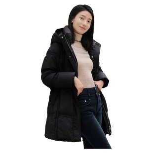 傲丝度冬季中长款连帽羽绒服女加厚保暖面包服小个子宽松大码外套