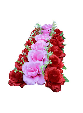 绢花玫瑰花排电子花圈塑料3排花