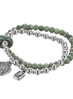 S925双层光珠翡翠守护神手串