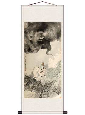 双龙戏珠丝绸画卷轴画招财纳福
