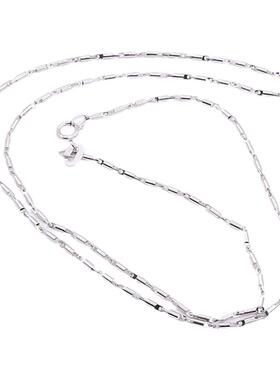 S925纯银车花圆珠进口长条项链单链DIY银链子裸链百搭特色元宝链