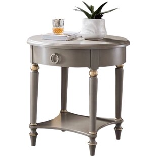 美式沙发边几小圆桌咖啡桌现代简约轻奢实木角几阳台花几客厅茶几