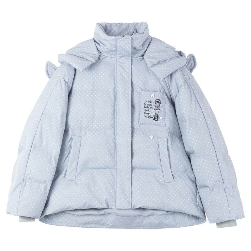 KEIKO可拆卸羽翼短款连帽棉服女