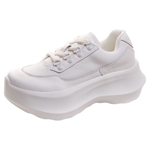 Lisa同款2025年秋季真皮增高7CM小白鞋女休闲运动鞋女厚底老爹鞋