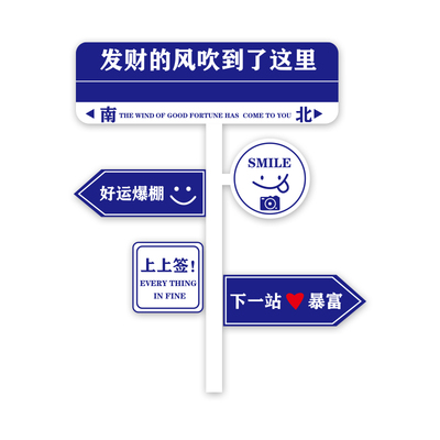 网红拍照区布置打卡路牌室内装饰