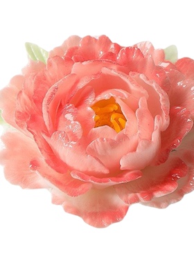 陶瓷手捏仿真牡丹花瓷器摆件文创