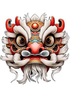 反光国潮狮子醒狮车贴