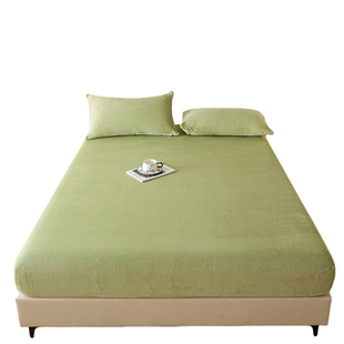 冬季加厚牛奶绒床笠罩单件宿舍珊瑚绒加绒床单套床垫隔脏垫保护套