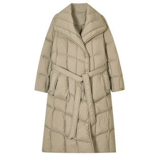 歌锦高含260G加厚保暖鹅绒羽绒服外套女长款过膝大翻领冬季新款