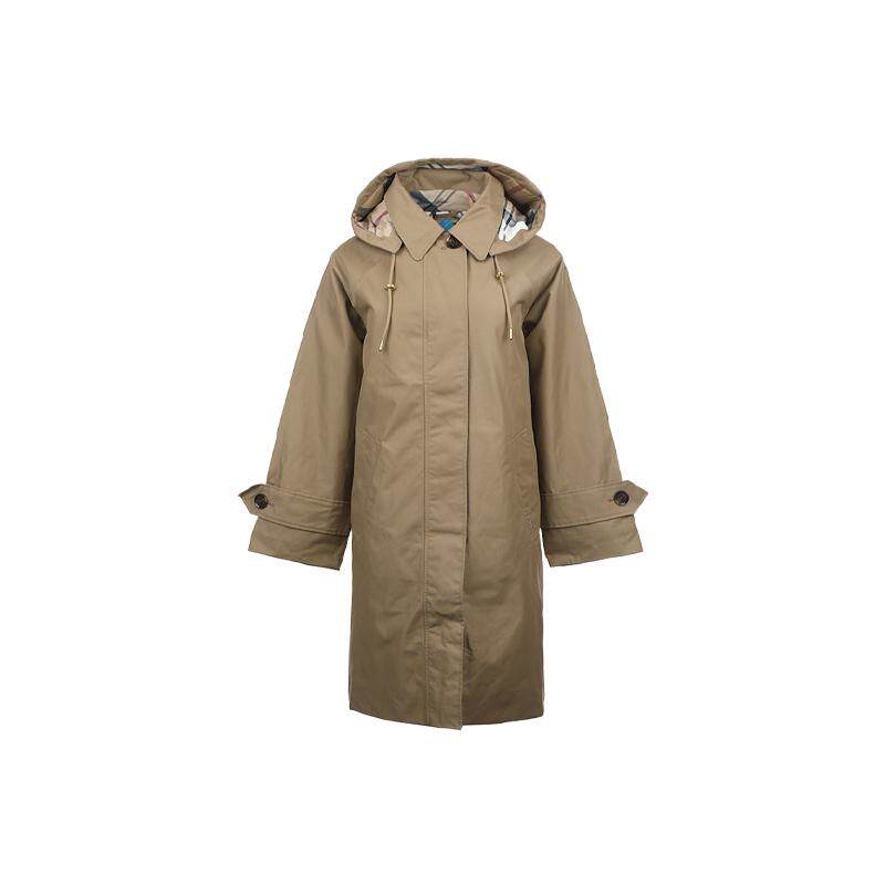 【自营】BARBOUR26ss新品女士连帽宽松厚款中长款防水夹克外套