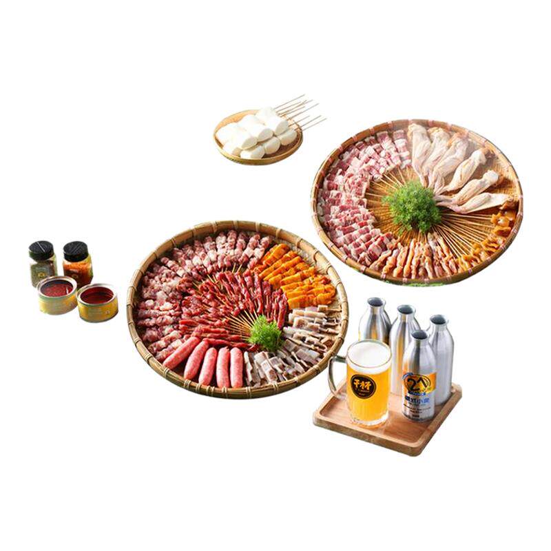 木屋烧烤食材半成品4-6人家庭露营户外烧烤自助鸡肉羊肉串套餐