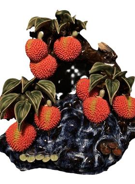 荔枝客厅摆件陶瓷招财中式送礼