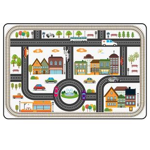 城市交通停车场地垫 卡通公路地毯儿童汽车轨道爬行垫早教游戏毯