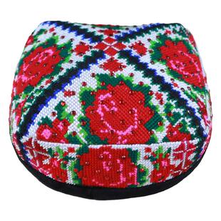 新疆舞蹈帽民族特色绣花头饰四角帽带辫子女维族舞蹈小花帽演出帽