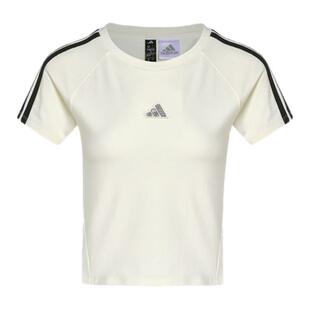 三条纹舞动系列短款修身舒适休闲短袖T恤女adidas阿迪达斯轻运动