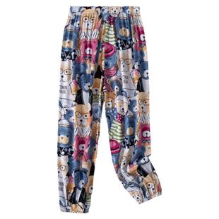 夏季儿童防蚊裤男童棉绸裤子外穿女童女宝男宝男孩冰丝人造棉睡裤